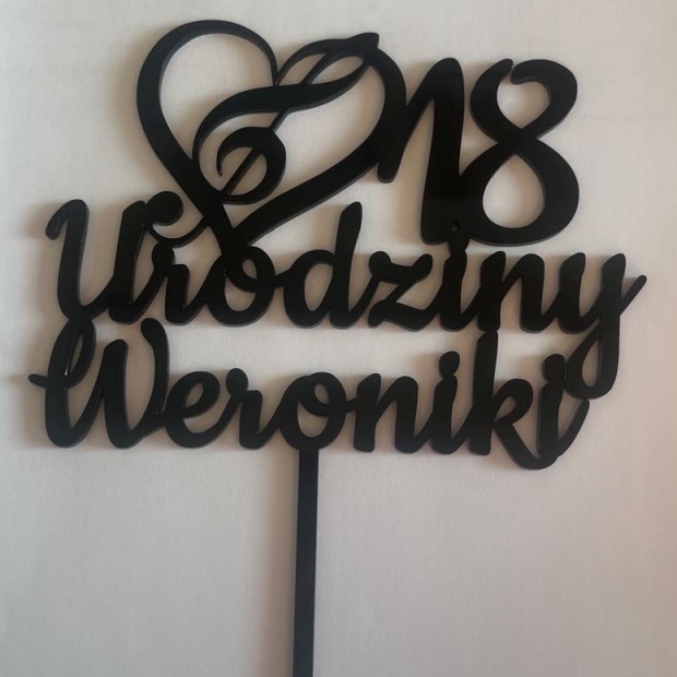 Topper: Urodziny + Wiek + Imię + grafika: klucz wiolinowy