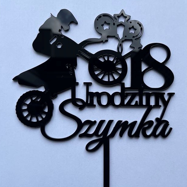 Topper: Urodziny + Wiek + Imię + grafika: motocross, cross - obrazek 2