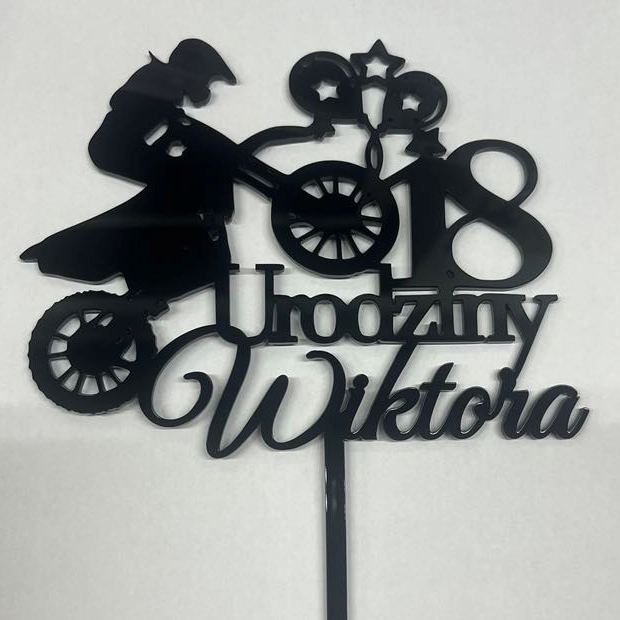 Topper: Urodziny + Wiek + Imię + grafika: motocross, cross