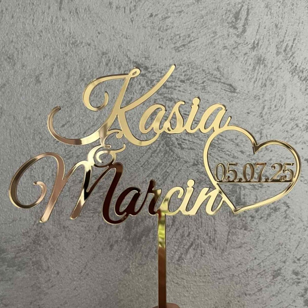 Topper Ślubny: Ślub + Imiona + Data Ślubu