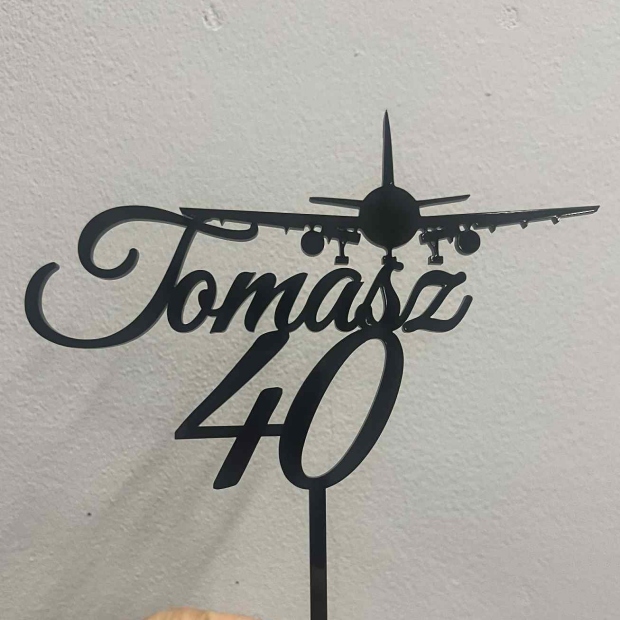 Topper: Urodziny + Wiek + Imię + grafika: Samolot