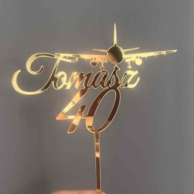 Topper: Urodziny + Wiek + Imię + grafika: Samolot - obrazek 2